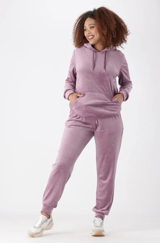 Dunns Clothing | Ladies | Britney Velour Hoodie _ 145729 Pink