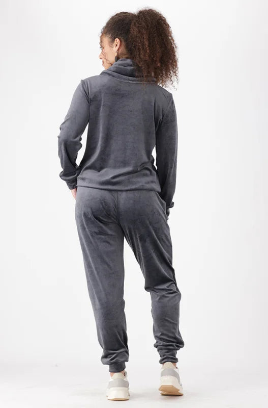 Dunns Clothing | Ladies | BRITNEY VELOUR JOGGER _ 145735 Grey