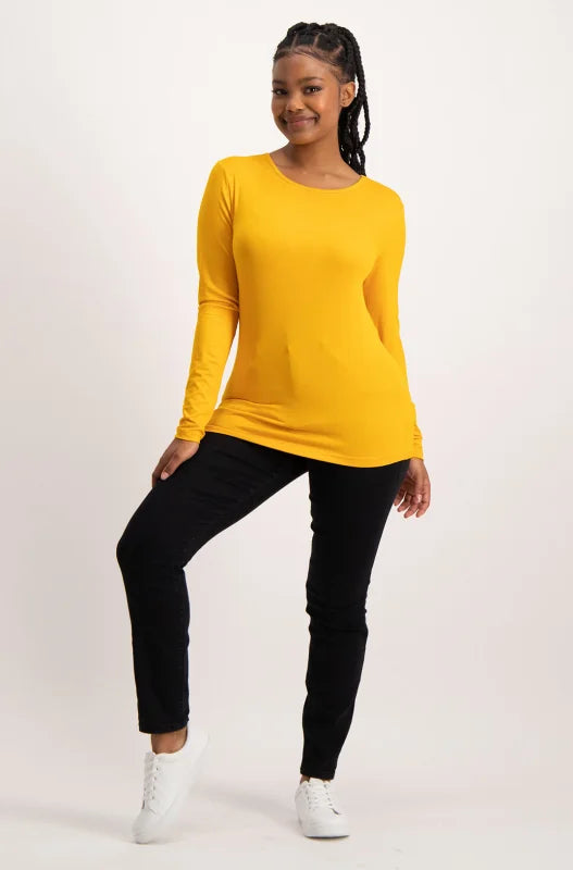 Dunns Clothing | Ladies | Cleo Crew Neck Tee _ 136377 Ocre
