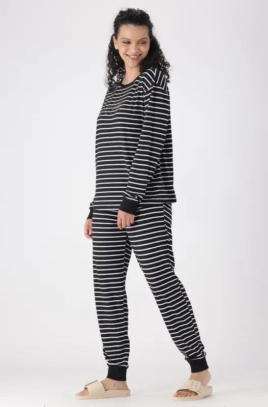 Dunns Clothing | Underwear | Febe Striped Sleep Set _ 146400 Black
