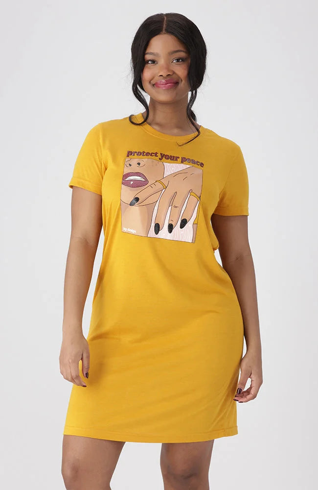 Dunns Clothing Koko T Shirt Dress 154469 Ocre R139