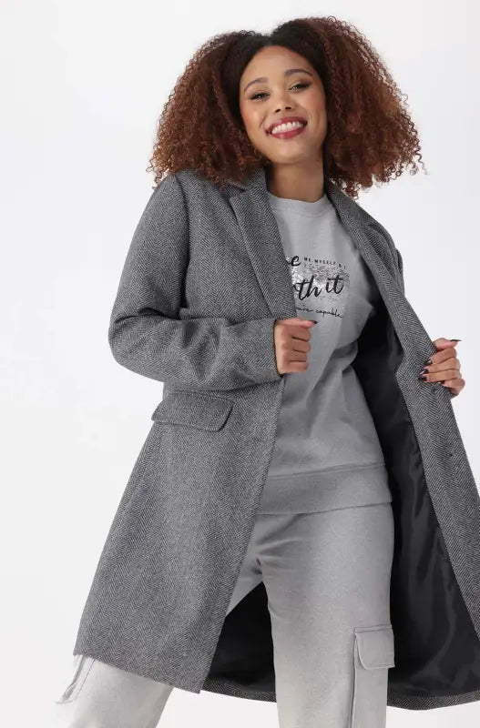 Dunns Clothing Lisa Melton Coat _ 145286 _ Grey R599