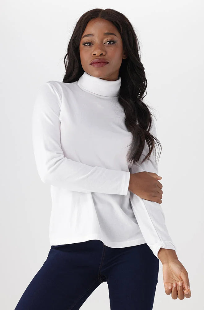 Ladies white polo neck discount