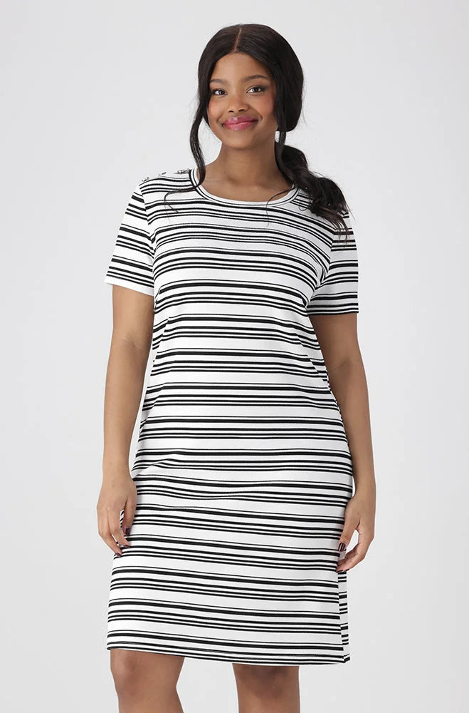 Grey and white striped dress on sale