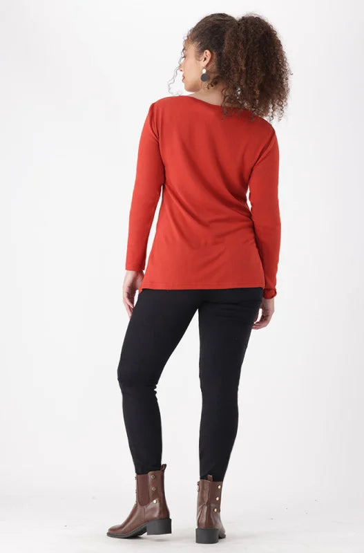 Dunns Clothing | Ladies | Sarah Side Slit Button Top _ 148386 Orange