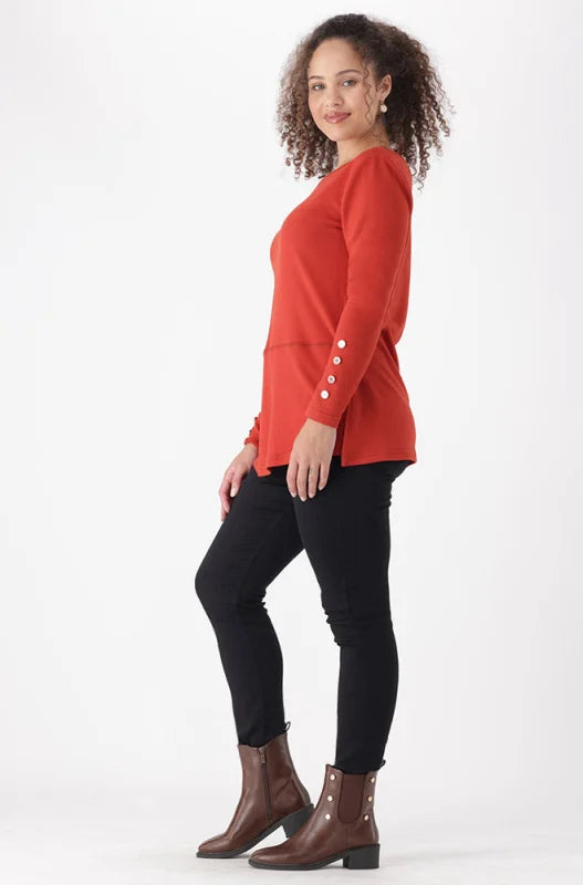 Dunns Clothing | Ladies | Sarah Side Slit Button Top _ 148386 Orange