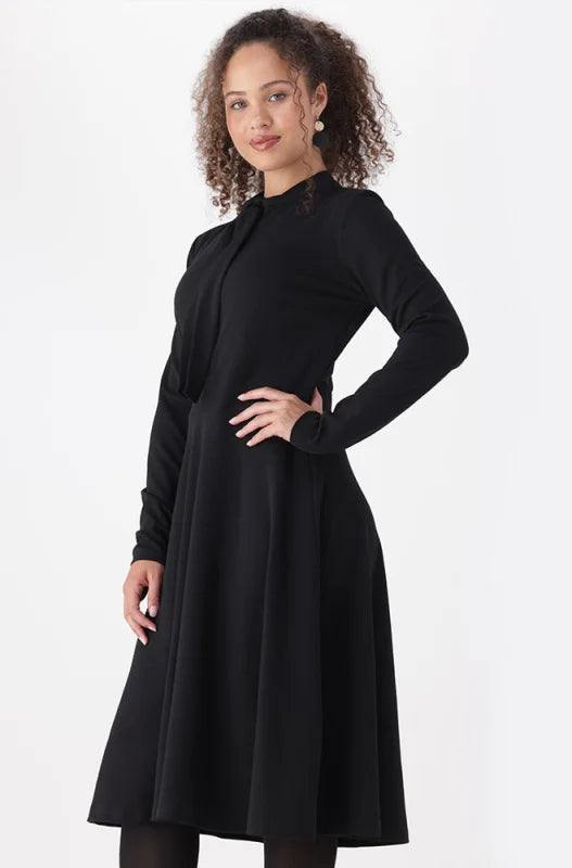 Dunns Clothing | Ladies | Stefani Belted Fit And Flare Dress _ 148083 Black