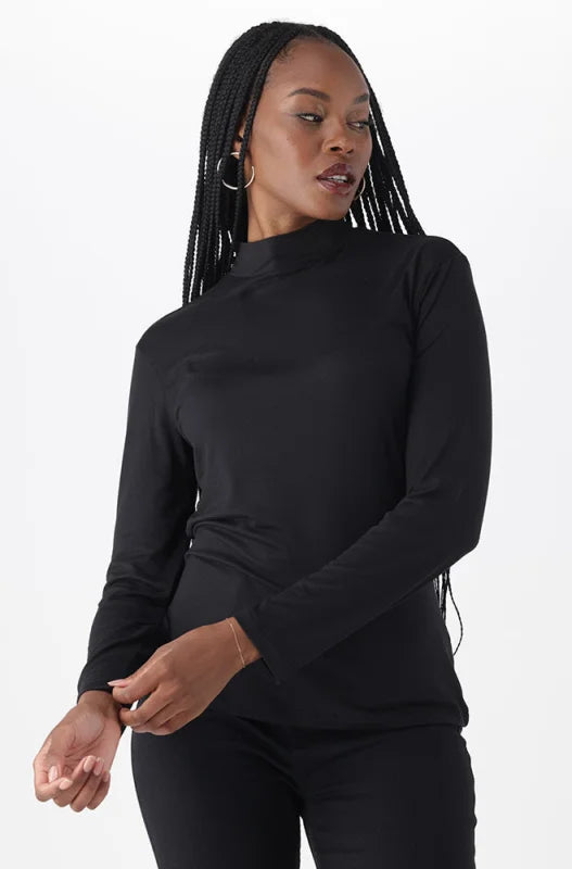 Dunns Clothing Tia Turtle Neck Top 148695 Black R79