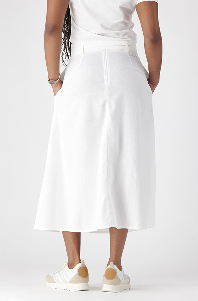 EVELYN BELTED LINEN BLEND SKIRT