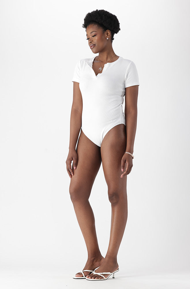 GLORIA RIB HENLEY BODYSUIT
