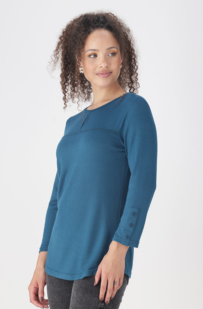 Ladies | Sarah Keyhole Top _ 158583 Teal Clothing Tops