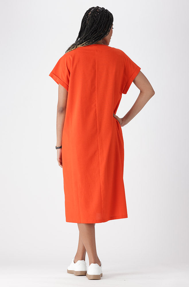 Ladies | Penelope Portofino Linen Blend Dress _ 163319 Orange Dresses