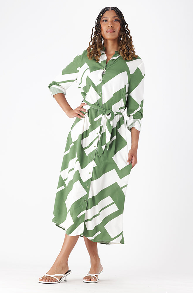 ALANI GEO PRINT SHIRT DRESS