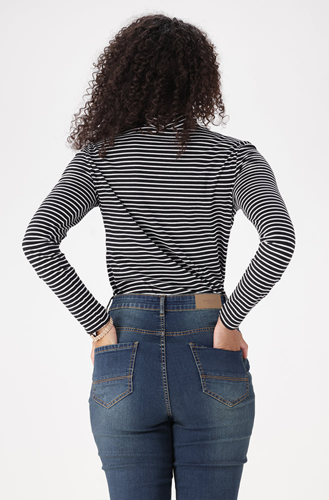 TIA STRIPE TURTLE NECK TOP
