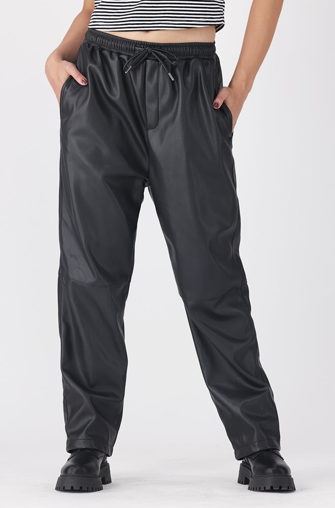Ladies | Aria Pu Jogger _ 160743 Black Joggers