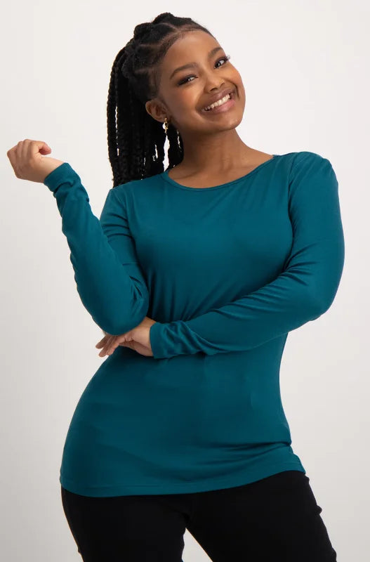 Dunns Clothing Cleo Crew Neck Tee 136519 Teal R79