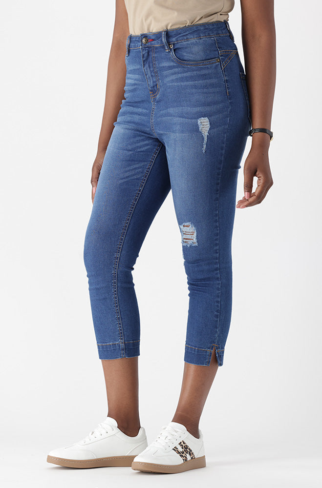 BRYNN HIGH RISE CROPPED WITH SLIT HEM