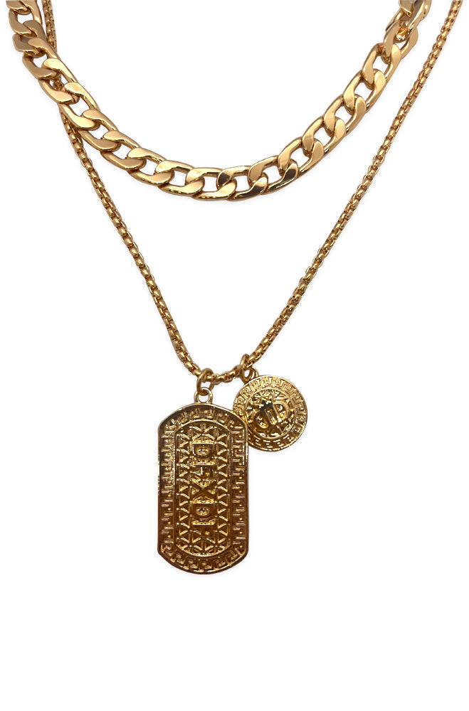 Accessories | Jaxon Engraved Tag Coin Pendant Necklace _ 159398 Gold Necklaces