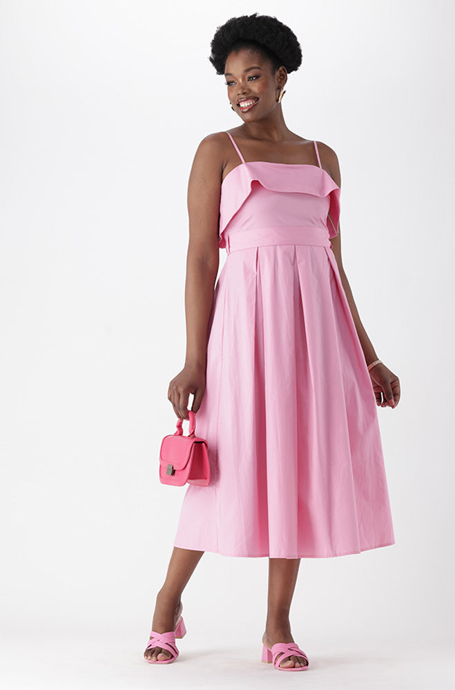 CASSIE BELTED POPLIN DRESS