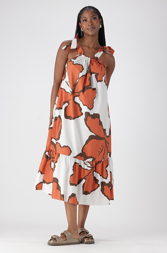 RUBY SHOULDER TIE MAXI DRESS