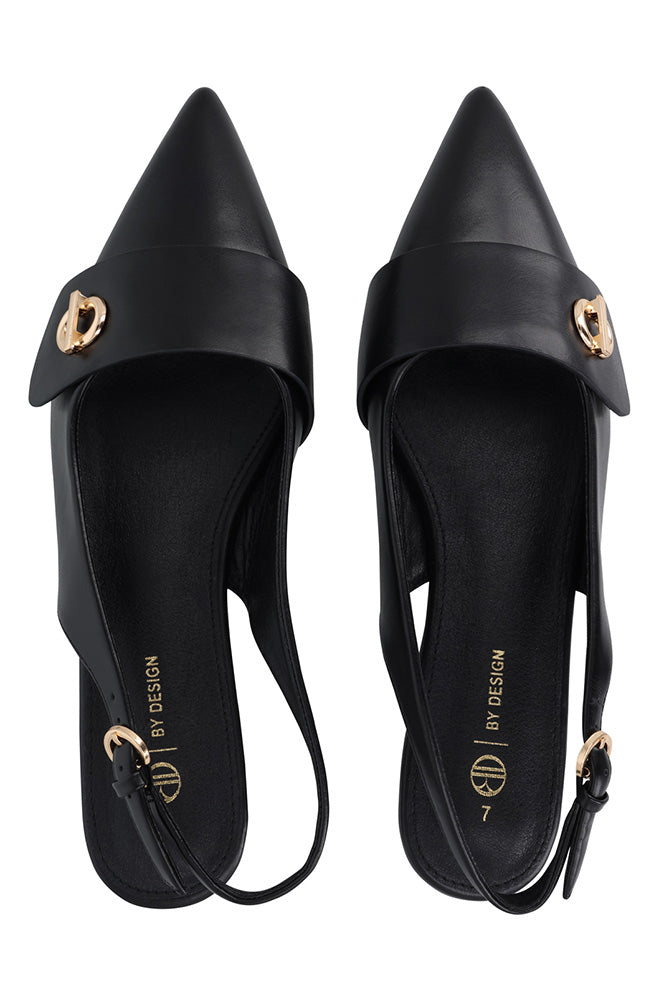 Aria patent pointy sling back pump