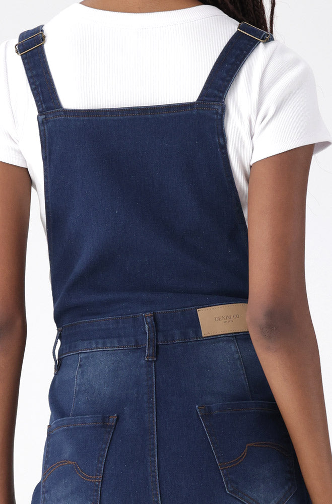 Ladies | Amari Dungaree Dress _ 158907 Dark Wash Dresses