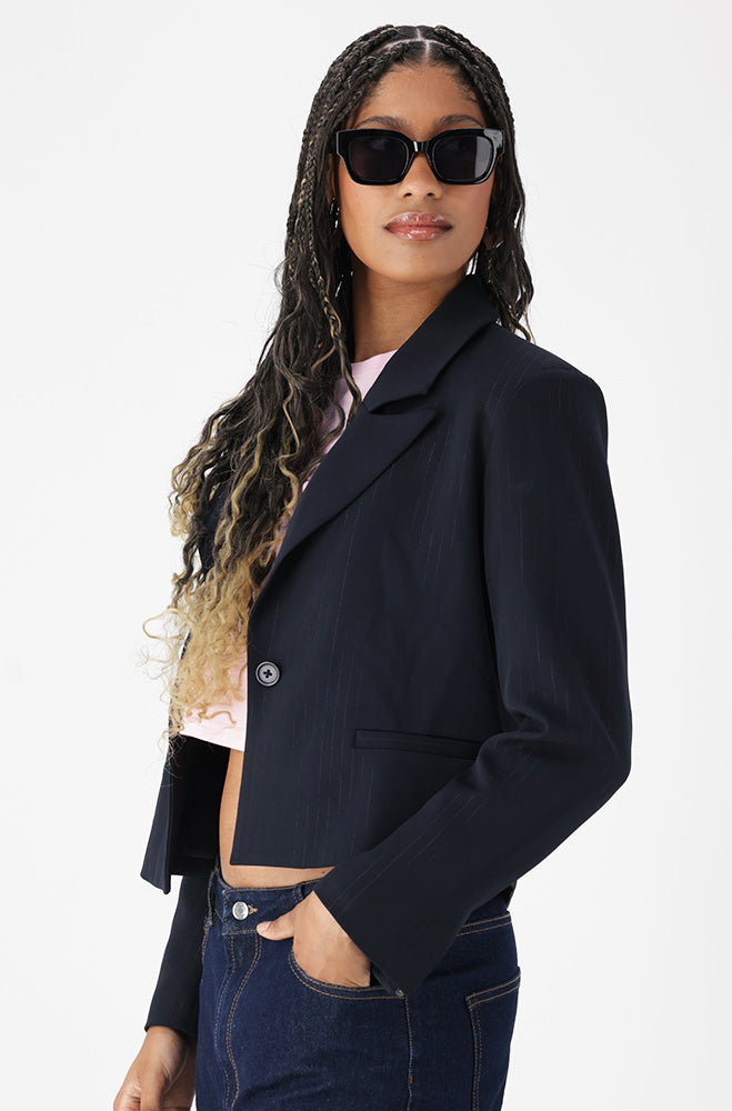 Ladies | Coco Pinstriped Blazer _ 162810 Navy Sport Jackets