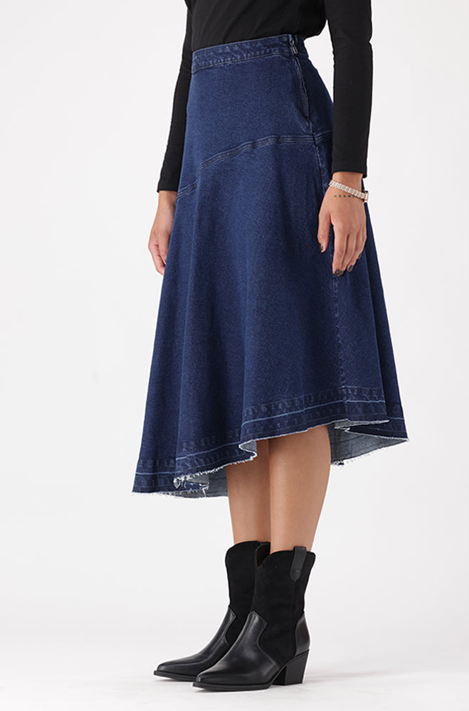 RAYNA DENIM ASYMMETRICAL SKIRT