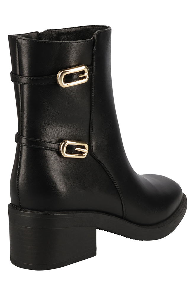 Elma Buckled stack heel boot
