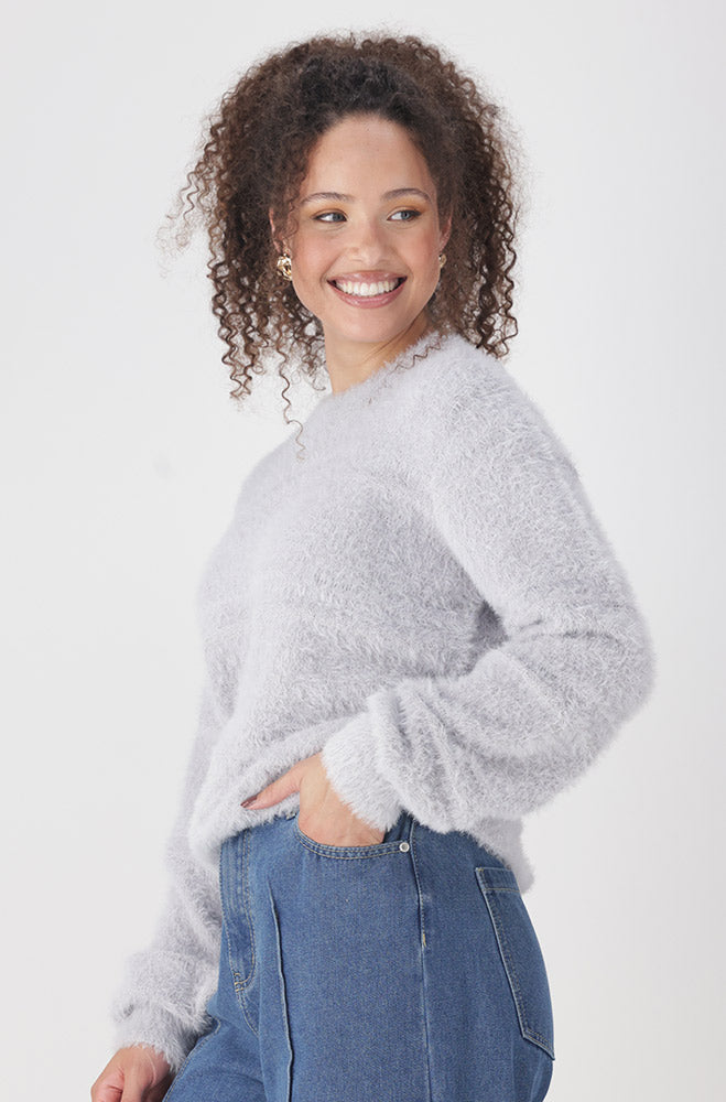 Ladies | Elyse Eyelash Pullover _ 159550 Grey Sweaters