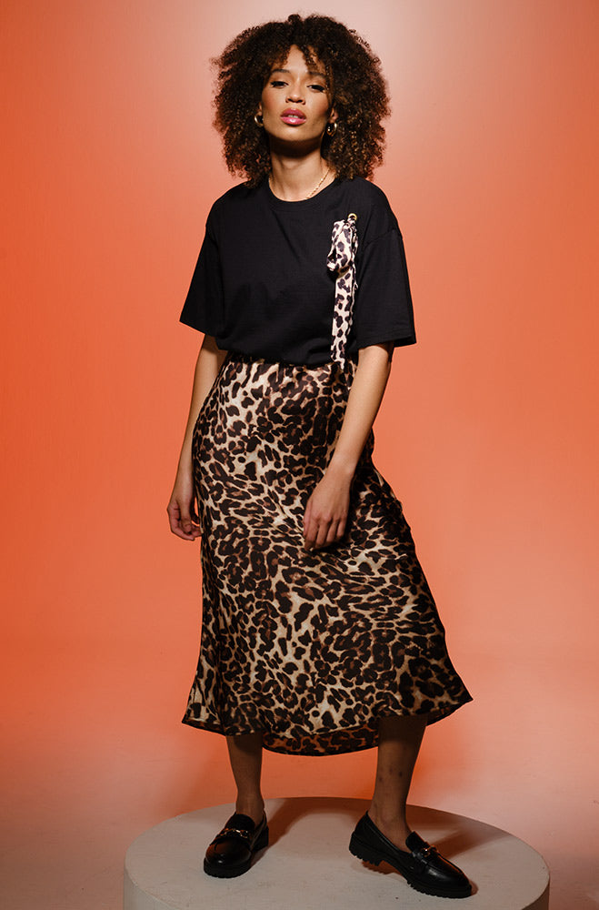 LIZ PRINTED SATIN SKIRT