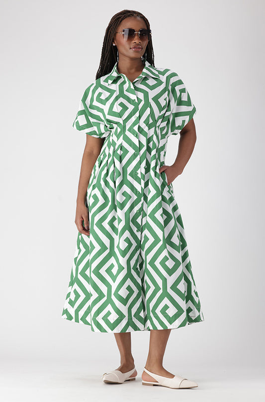 PHOEBE GEO PRINT SHIRT DRESS