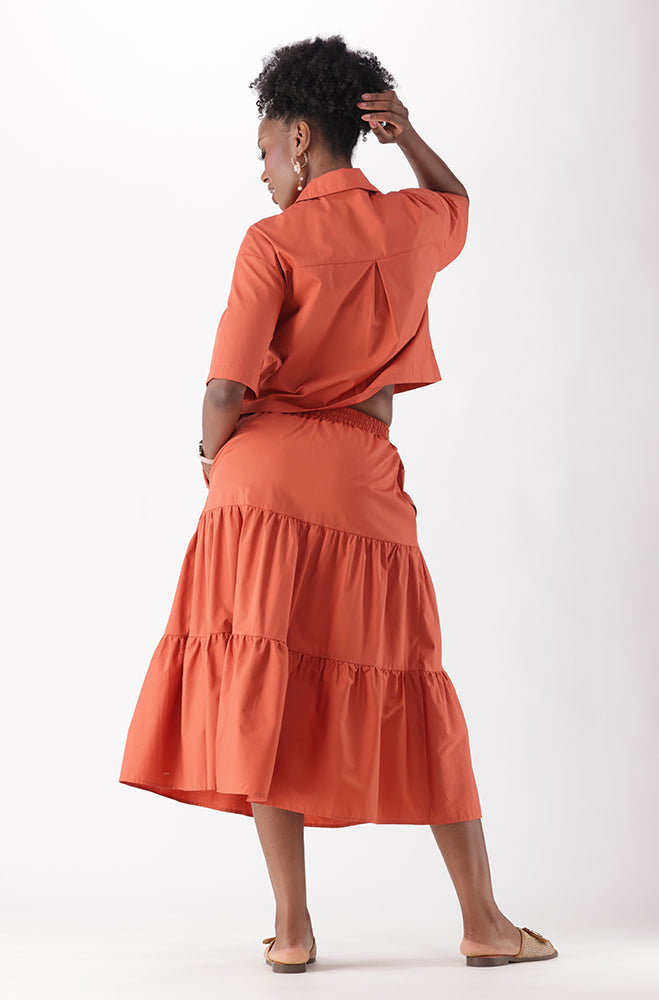 CYRA TIERED MIDI SKIRT