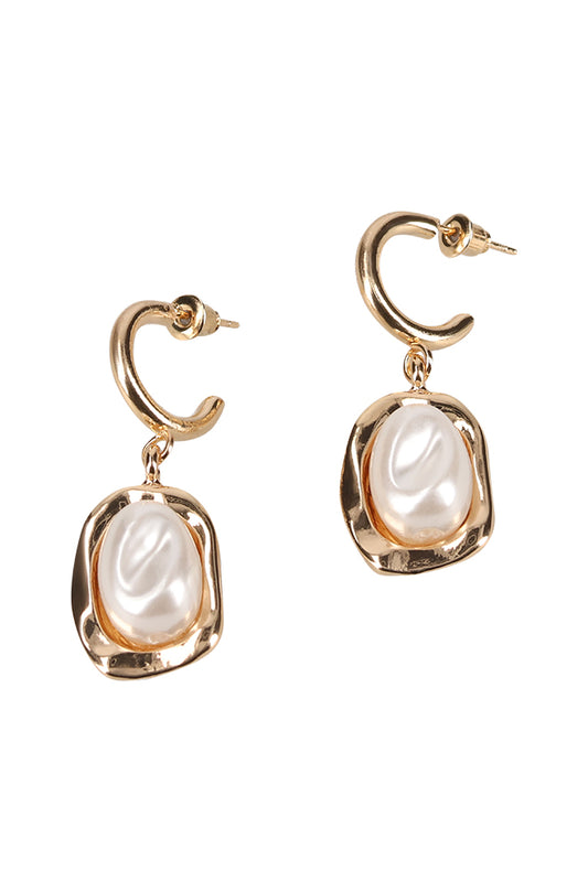 GIA DROP STATEMENT PEAL EARRINGS