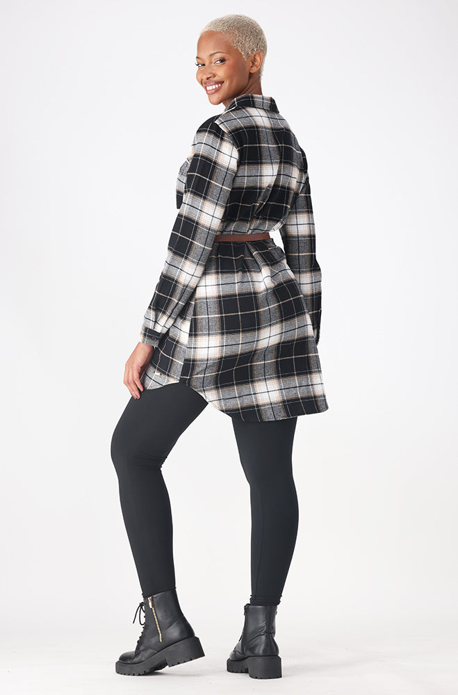 Ladies | Fara Belted Check Shirt Dress _ 157513 Natural Dresses