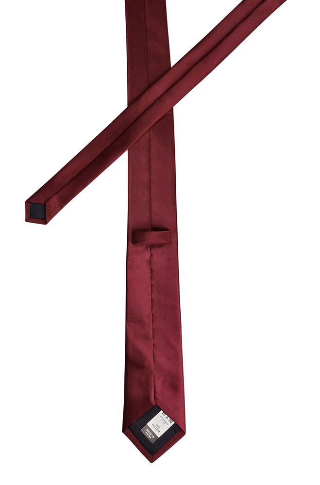 BURG TIE SET INCL TIE-BAR AND POCKET SQUARE - BURGUNDY