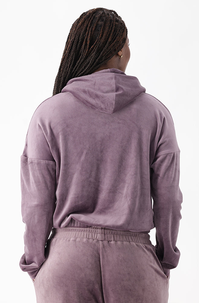 CAIA VELOUR ELASTICATED HEM HOODIE