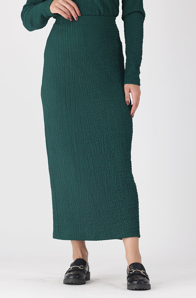 Ladies | Gen Textured Knit Skirt _ 160003 Green Skirts