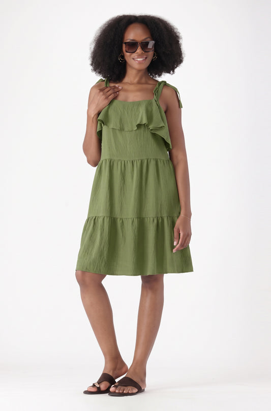 ZOEY SHOULDER TIE MIDI DRESS