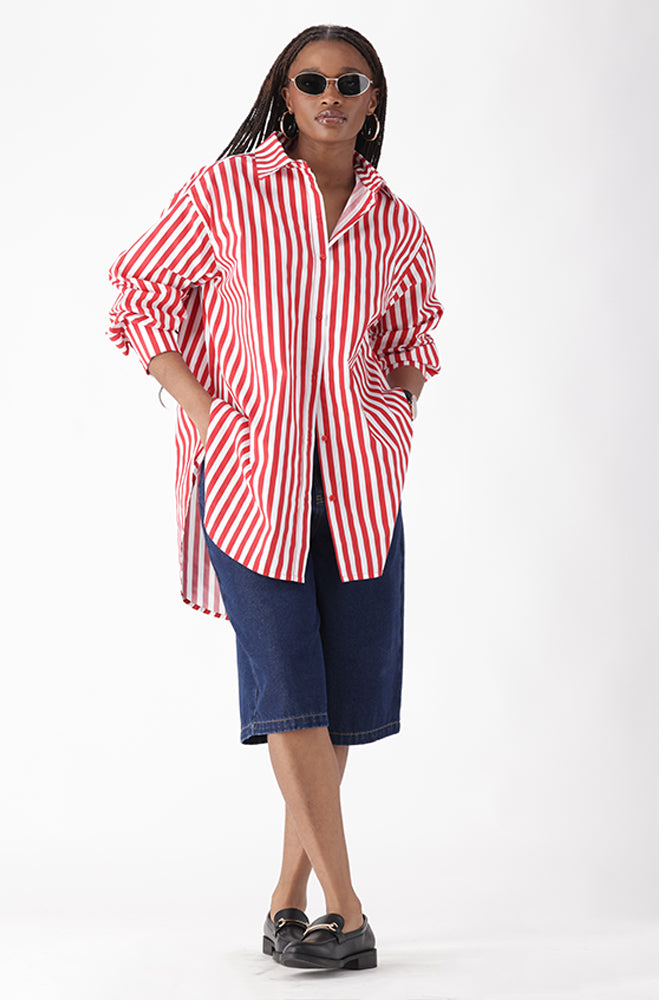 MIA STRIPE BOYFRIEND SHIRT