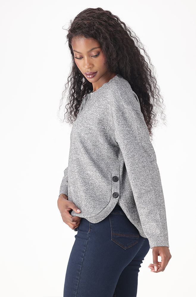 LILA CREW NECK MELANGE TOP