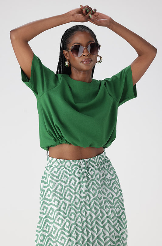 IVA LINEN BLEND DRAWCORD TOP