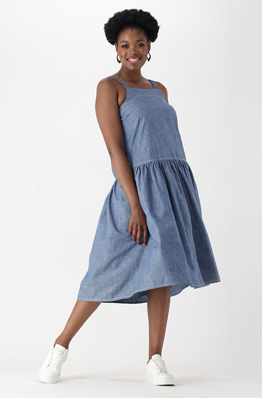 ARYA DENIM SQUARE NECK DRESS