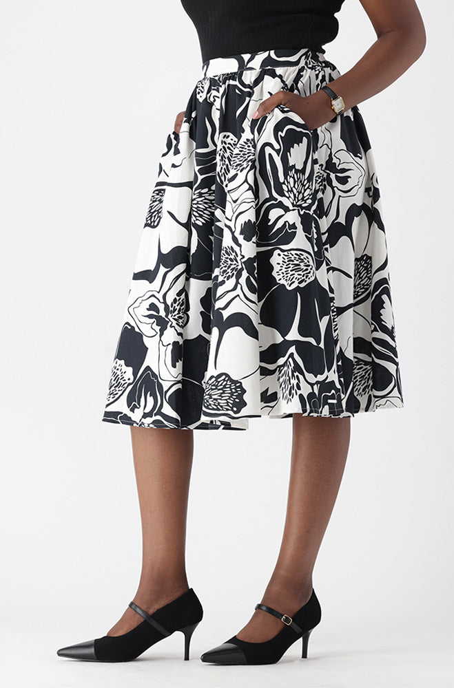 MIRAH LINEN BLEND FLARE SKIRT
