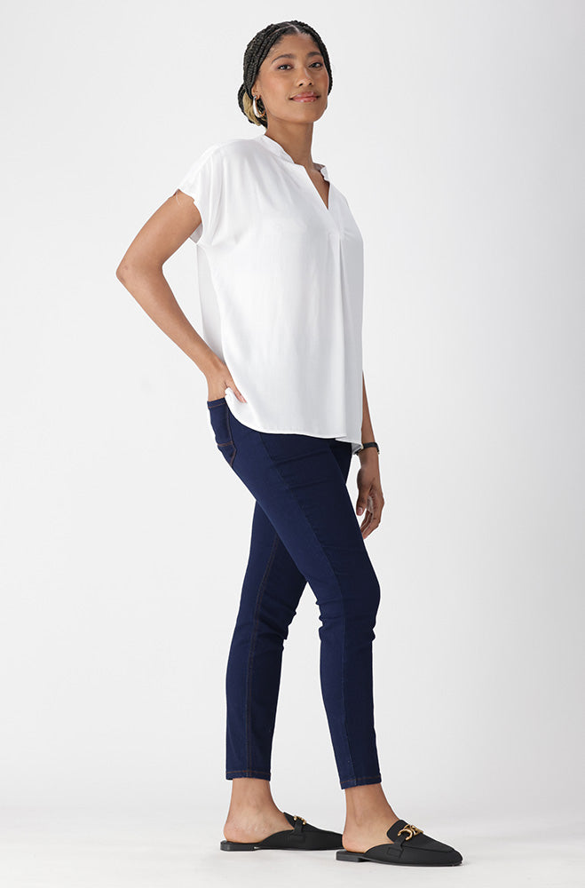 Ladies | Edith Portofino Hi Low Hem Top _ 162114 White Blouses