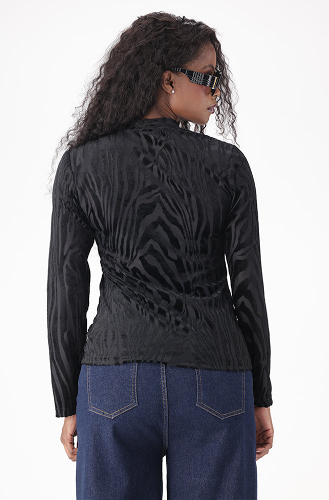 GEORGIA VELOUR MESH TURTLE NECK