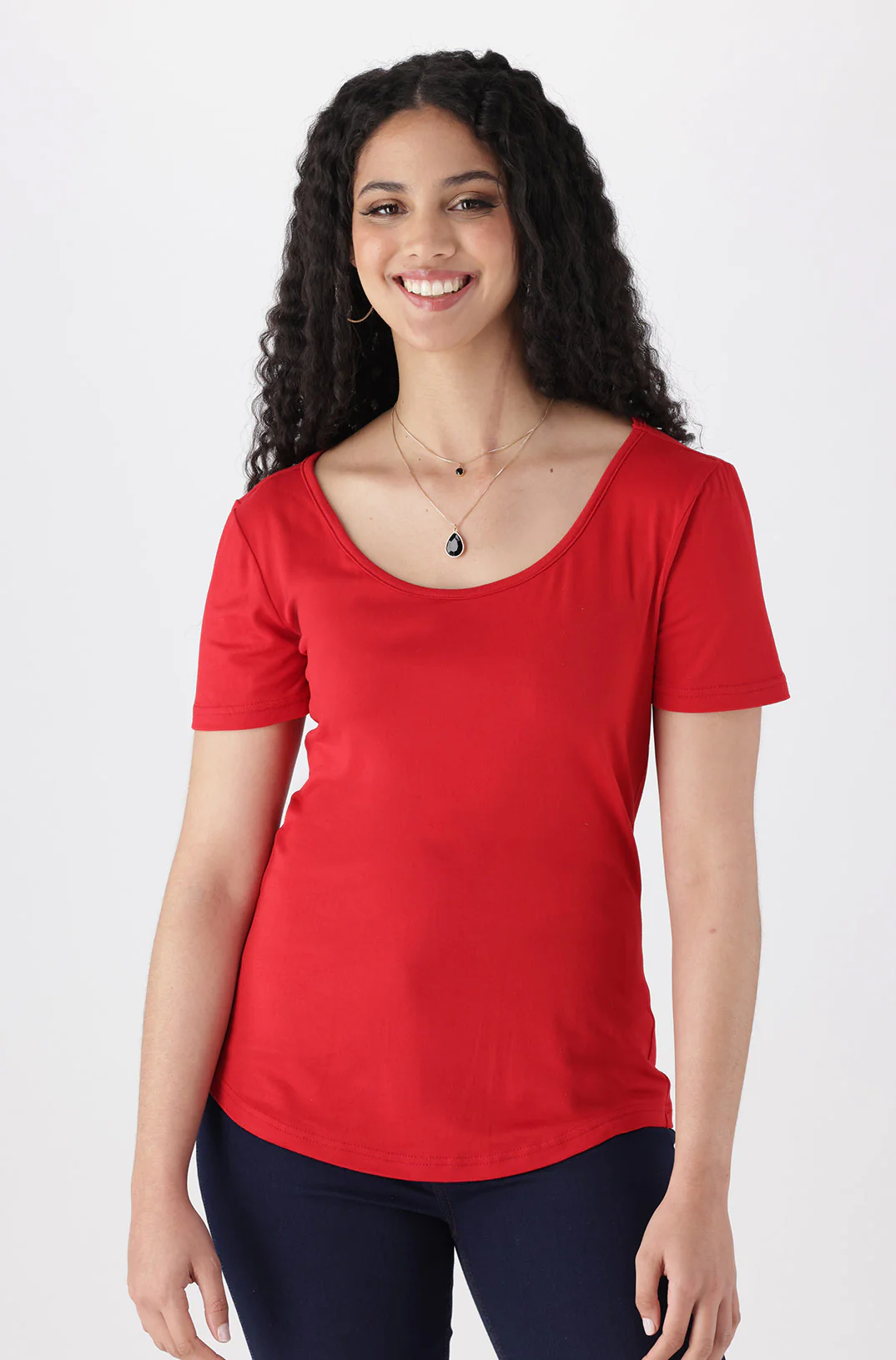 Tessa Scoop Neck Tee _ 140604 _ Red