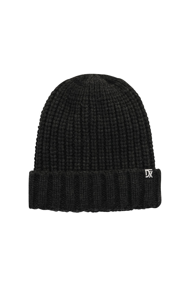 HALE CHUNKY KNITTED BEANIE AND SCARF SET - CHARCOAL MEL – Dunns