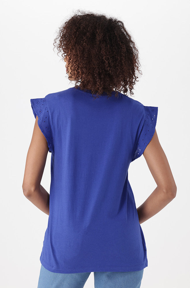Kiki Anglaise Sleeve Top _ 150489 _ Cobalt