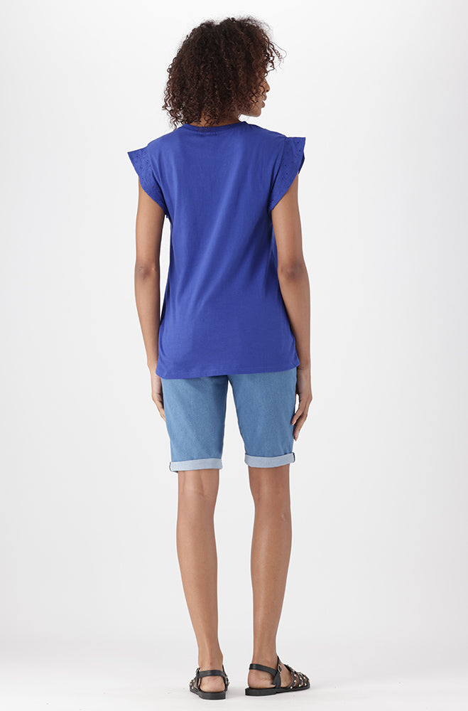 Kiki Anglaise Sleeve Top _ 150489 _ Cobalt